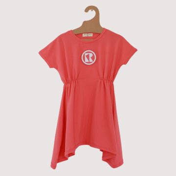RetroKid Riley Rubber Logo Dress Coral