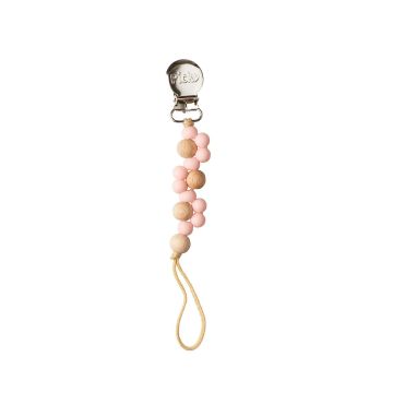 Picky Baby Silicone and Wood Braided Pacie Clip Rosy Pink