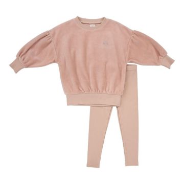 Analogie Rhinestone Velour Set Dusty Pink