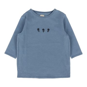 Lil Legs FLORAL ACCENT TEE THREE QUARTER SLEEVE TEE DENIM