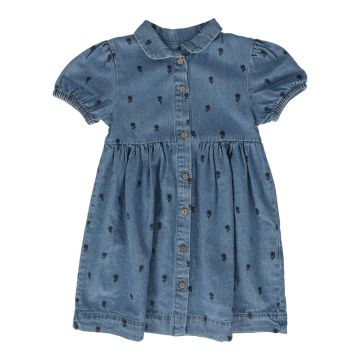 Lil Legs FLORAL DRESS SHORT SLEEVE DENIM FLORAL PRINT