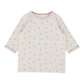 Lil Legs CHERRY FLOWER TEE THREE QUARTER SLEEVE White