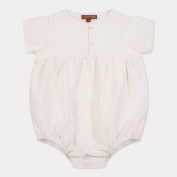Orange Dimanche Off white linen Boy romper