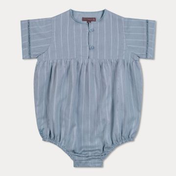 Orange Dimanche Sky Blue Textured Boy romper