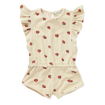 Sproet and Sprout RUFFLE TERRY JUMPSUIT APPLE PRINT Sesame