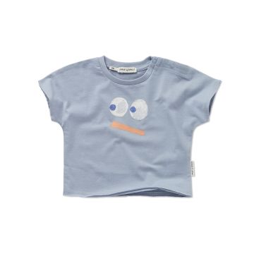 Sproet and Sprout BABY T-SHIRT SMILEY Misty blue
