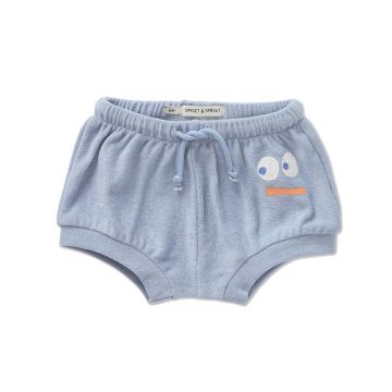 Sproet and Sprout TERRY BABY SHORTS SMILEY Misty Blue