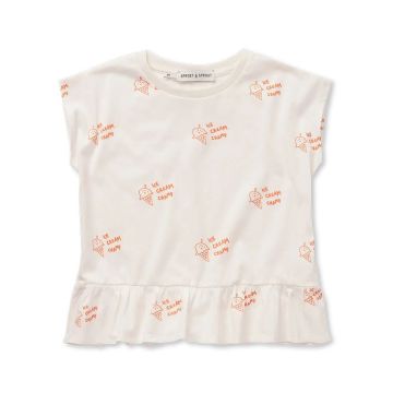 Sproet and Sprout PEPLUM T-SHIRT ICE CREAM PRINT Off White