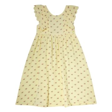 Tocoto Vintage FLOWER PRINTED SLEEVELESS DRESS WITH RUFFLES Yellow