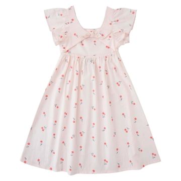 Tocoto Vintage CHERRIES PRINTED SS LONG DRESS Pink
