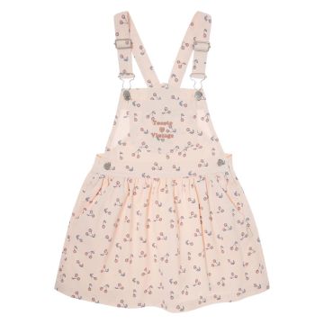 Tocoto Vintage CHERRIES PRINTED TWILL PINAFORE DRESS Pink