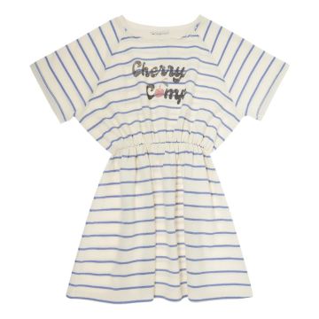 Tocoto Vintage STRIPED BLUE DRESS "CHERRY CAMP" Blue