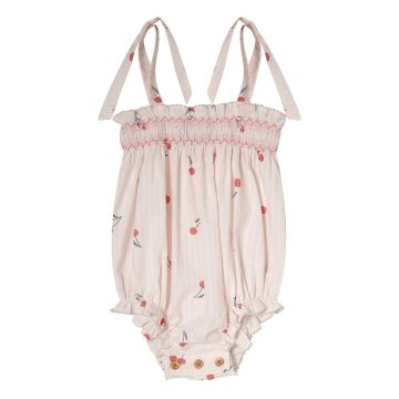 Tocoto Vintage CHERRIES PRINT STRAPS BODYSUIT Pink