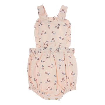 Tocoto Vintage CHERRIES PRINT TWILL BABY OVERALL Pink