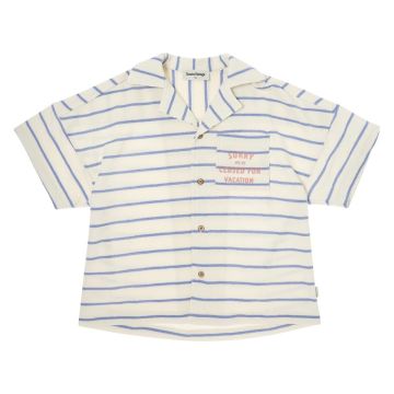 Tocoto Vintage STRIPED SHIRT WITH PRINTED POCKET Blue