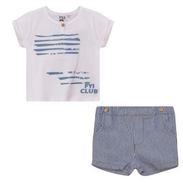 Fyi 2 pc Boys Set White/Denim