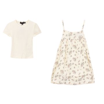 Space Grey 2 pc Girls Dress Cream