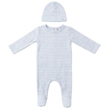 Fragile Baby Stripe Pointelle Romper Set
