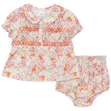  Clo Multi Flower Print Baby Set With Front Mocking