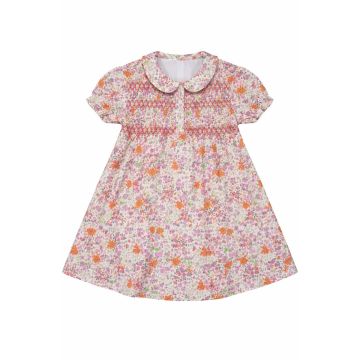 Clo Multi Flower Print Girls Dress With Front Mocking