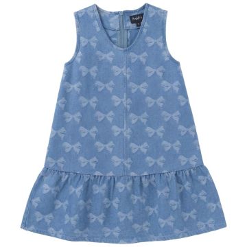 Puddles Girls Bow Printed Denim Jumper