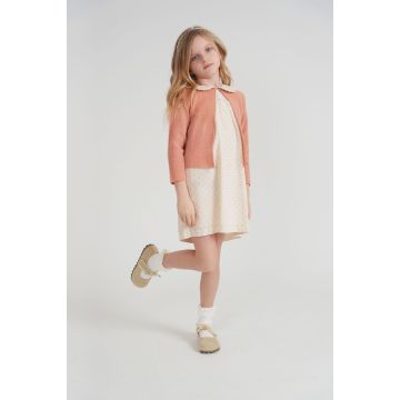 Space Grey Girls Printed Gauze Shoulder Ruffle Dress