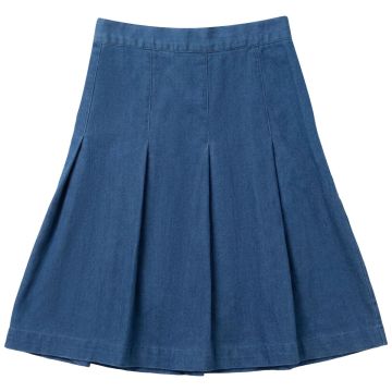 Pinky Promise Girls Denim Pleated Skirt Dark Denim