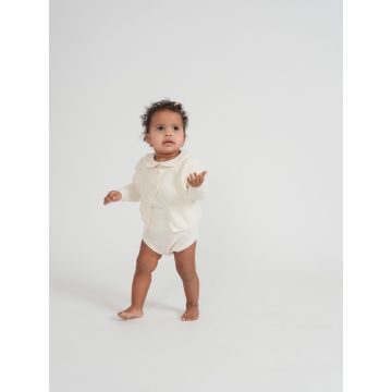 Space Grey Baby Girls Cotton Shirt With Knitted Shorts And Cardigan Set