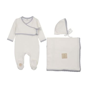 Mon Tresor Scalloped Wrap Cardigan Layette Set