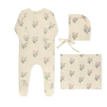Tricot Scattered Floral Layette Set