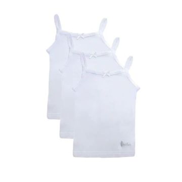 Feathers Girls Rib White Vests
