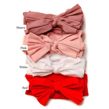 Nicsessories Non Ribbed Baby Bow Headband Pink