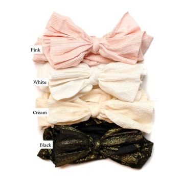 Nicsessories Butter Soft Shimmer Baby Bows Headband Cream