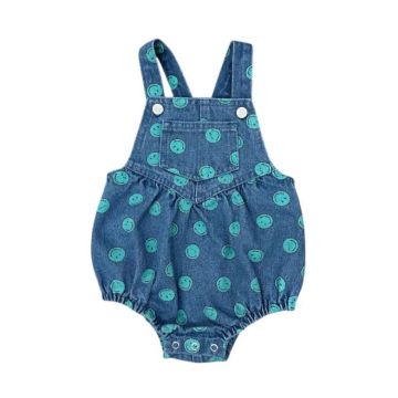The New Society Smiley Denim Special Baby Romper Lt Blue