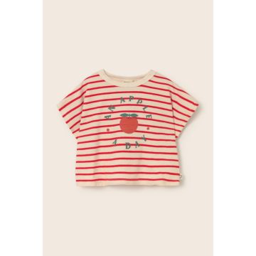 Cozmo Striped Cotton Print T-shirt Tomato