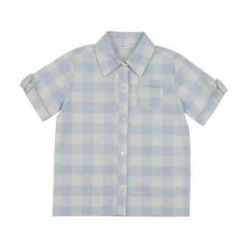 Bonjoy Shabbos SS Plaid Shirt Blue Gingham