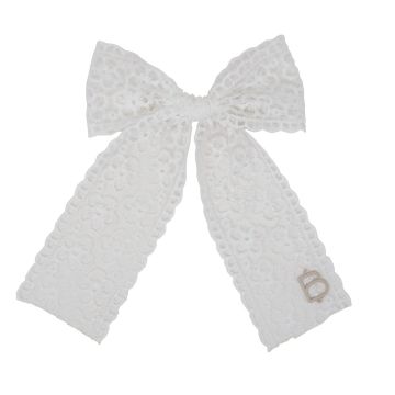 Bandeau Sheer Floral Cut Large Bow Clip