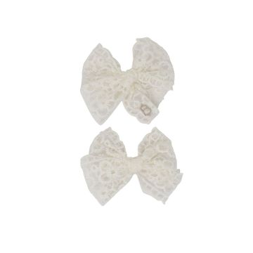 Bandeau Sheer Floral Cut Mini Bow Clip set
