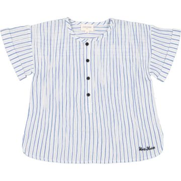 Louis Louise SHIRT SAUL COTTON CREPE STRIPE NAVY