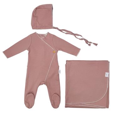 Bunny Love Side Button Wrap Layette Set