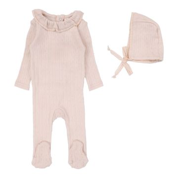 Lilette Fine Pointelle Collar Footie Set