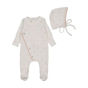 Bee and Dee Soft Dot Footie+Bonnet