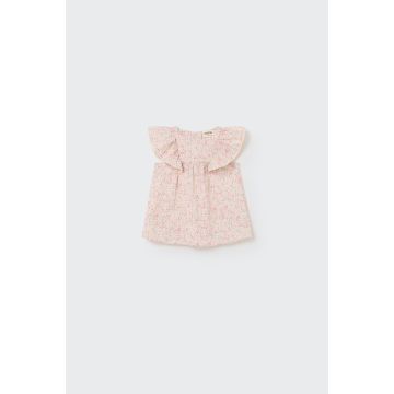 My Little Cozmo Organic floral baby dress Neon Coral