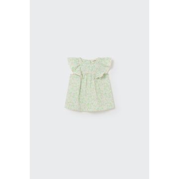My Little Cozmo Organic floral baby dress Neon Green