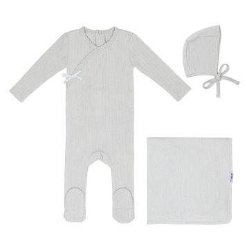 Mini Label Sea Blue Circle Wrapover Pointelle Set