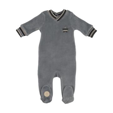 Mon Tresor Striped Star Footie Ocean Blue