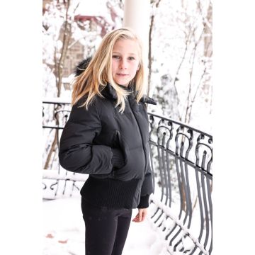 Mantel Elastic Detail Side Zippered Bomber Black