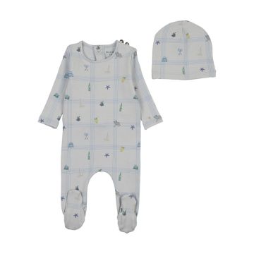 Bee and Dee Summer Plaid Footie+Beanie