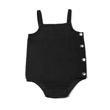Bopop Denim Snap Romper Black Denim
