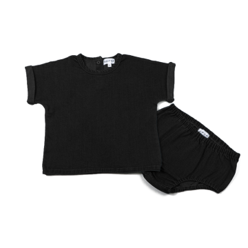 Bopop Denim Snap Baby Set Black Denim
